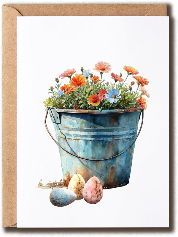 APVGifts Easter Flowers Card - Happy Easter Card - Greeting Card - Flowers