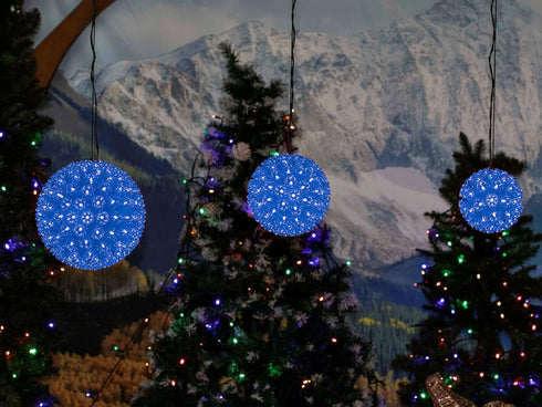 6in 50 5ft 12ft Commercial Novelty Lights LED Light Starlight Sphere, Blue, Ornament Ball Light, Hanging Cord with S