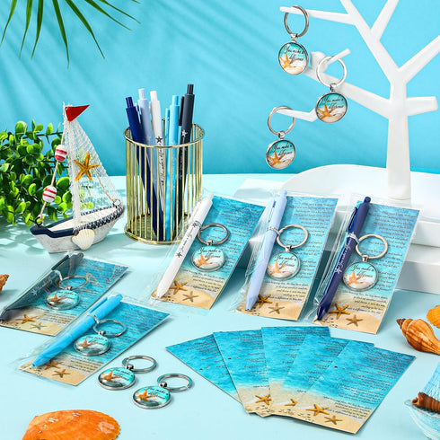 Sayglossy Bulk(30 Sets) Employee Appreciation Gifts Bulk Starfish Story Keychains You Make a Difference Ballpoint Pens