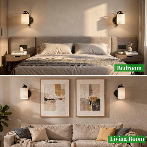 Wall Sconces Lights Lamp for Bedroom Bathroom, Modern Vanity Light Fixtures, Matte Black Farmhouse Wall Mount Lighting