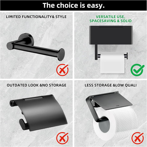 (12.5INCH) Stainless Steel Toilet Paper Holder with Wet Wipes Box for Bathroom - Self-Adhesive for Toilet, Adhesive