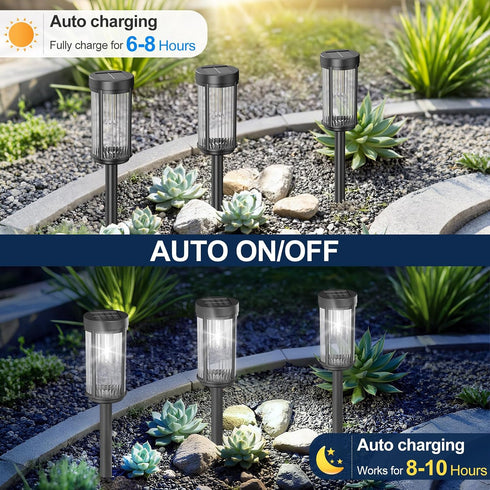 EXCMARK 2 Pack 2) Outdoor Solar Lights Waterproof for Yard Garden Walkway Pathway Lawn Decorative Contemporary