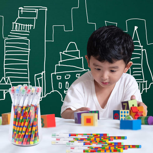 Kolewo4ever 48pcs HB Building Block Pencils, Translucent Multicolor Non-Sharpening Pencils for Exams, School, Office