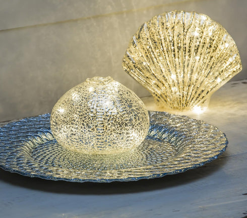 Dimmable DUSVALLY Sea Urchin Table Lamp, Battery Operated LED Table Lamp, Cordless Warm White Glass Accent Lamp