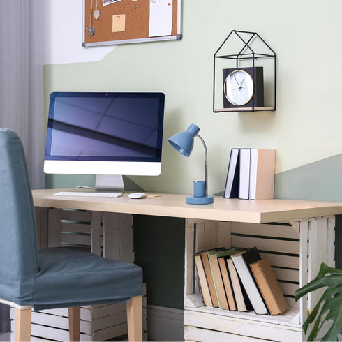 LD1076-BLU 16.22" Simple Designs Sleek Essentials Adjustable Metal Desk Task Lamp with Organizer Compartment