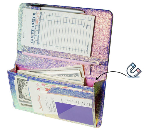 5 9 Zreal Server Book with Zipper Pocket, X Waitress Book, Magnetic Closure Pocket with Big Volume, Guest Check Book