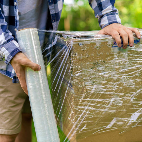 NEXCOVER 18 Inch Stretch Wrap - 1200 Feet, 60 Gauge Clear Plastic Self-adhering Film for Packing Moving Supplies