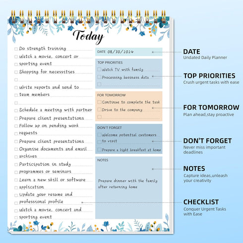 To Do List Notepad - 52 Sheets, 6.5" x 9.8" Checklist Productivity Organizer with Hourly Schedule for Work
