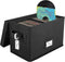 Vinyl Record Storage Box for 7"/45 RPM LPs, Black Case Holds up to 80 Albums, Collapsible File Folder Organizer