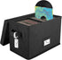 Vinyl Record Storage Box for 7"/45 RPM LPs, Black Case Holds up to 80 Albums, Collapsible File Folder Organizer