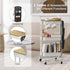 DTK 3 Tier Metal Utility Rolling Cart with Table Top and Side Bags, Storage Organizer with Wheels (White)