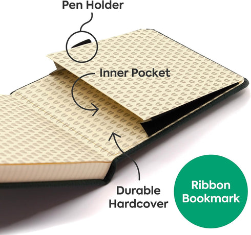 Dingbats* Wildlife A6 Small Reporter Notebook - PU Leather Hardcover, Pocket, Elastic Closure, Pen Holder, Bookmark