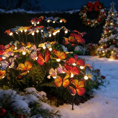 4 Pack 32LED 8 Solar Butterfly Ligths Outdoor Solar Power Garden Lights Firefly Butterfly Swaying Light Modes Realistic