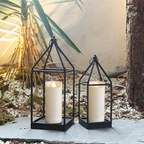 2"x5" Outdoor LED Battery Operated Candles with Timer/Remote Plastic Flickering Waterproof Flameless Candles Wedding Party Halloween Christmas Birthday Decoration Realistic Slim Tall Pillar Candles by Qinc
