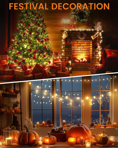 32.8ft Camping String Lights, Retractable RGB Flash Lamp, Rechargeable LED Fairy Lights Outdoor Waterproof, Portable