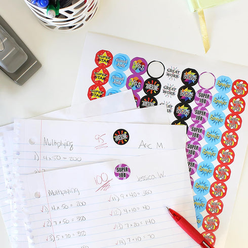 Teacher Reward Stickers for Kids, Student Incentive Grading Stickers, Motivational Reward Chart Labels - 1,080 Count