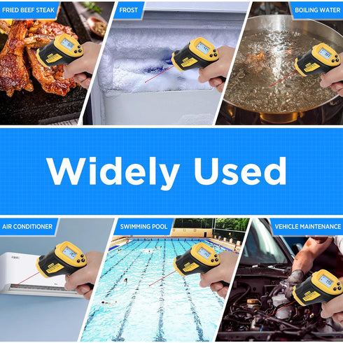 Infrared Thermometer Laser Temperature Gun, -58? to 1112?, Adjustable Emissivity, Digital IR Thermometer for Cooking