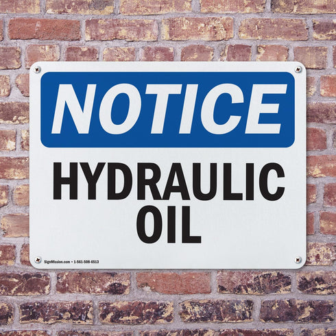 (2 Pack) Hydraulic Oil OSHA Notice Sign 10 Inch X 7 Inch Plastic Sign, Weather Resistant for Workplace and Construction