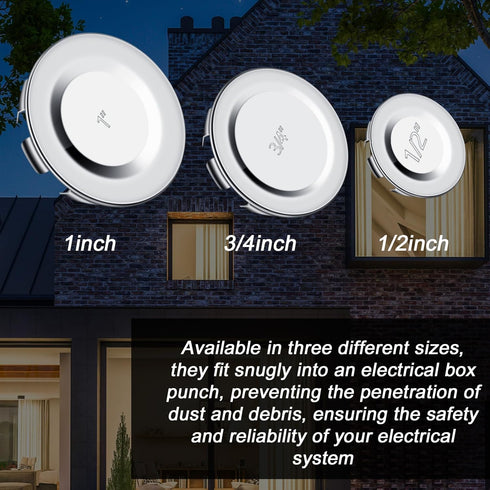 36 Pcs Knockout Seal Electrical Box Knockout Plugs for 3/4 Inch Pipe, Round Steel Removable Seal Electrical Box Fittings