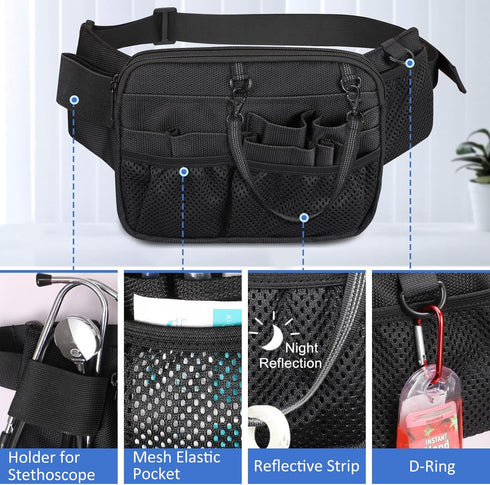 Pack Pack SITHON Nurse Fanny with Tape Holder, Multi Compartment Medical Gear Pocket Nursing Organizer Belt Bag, Apron