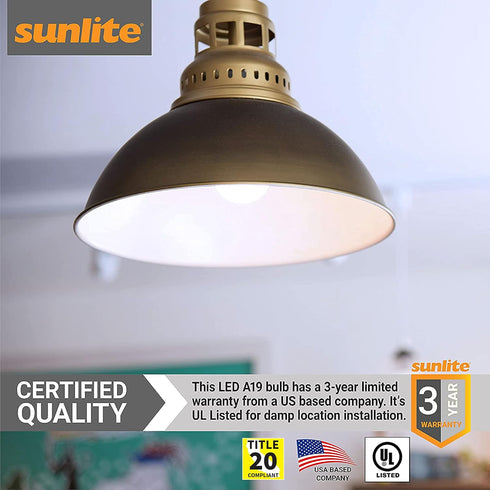 Sunlite A19 GU24 Dimmable Light Bulb, 9 Watts (60W Equivalent), 800 Lumens, 4000K Cool White, 2 Prong LED Base, 1 Pack