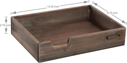 MyGift Set of 2 Stackable Vintage Brown Wood Document Letter Paper Trays with Distressed Finish for Office Desktop