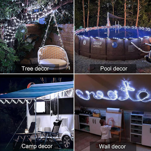 200 72ft 8 JMEXSUSS LED Solar Rope Lights for Pool, Modes Solar Rope Lights Outdoor Waterproof LED Solar Powered Rope