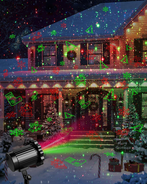 ECOHDT 8 Brighter Christmas Projector Lights Outdoor, Laser Light Projector with Remote, Patterns Light Show Holiday