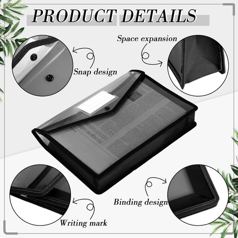 Teling 15 Pieces Plastic File Folders - A4 Colorful Document Organizer with Button Closure and Waterproof Pouch