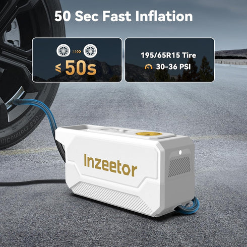 inzeetor 150 12V PSI Tire Inflator Portable Air Compressor, DC Auto Shutoff Air Pump with Digital Pressure Gauge