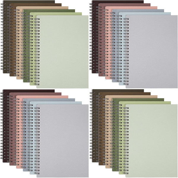 Fuutreo 24 Pcs A5 Spiral Notebook for Work, 8.3 x 5.7 Inch, College Ruled, Kraft Cover, 12 Colors, 120 Pages