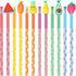 Leinuosen 30 Pieces Scented Pencils with 12 Eraser Cartoon Toppers, Fruit Element Graphite Pencils