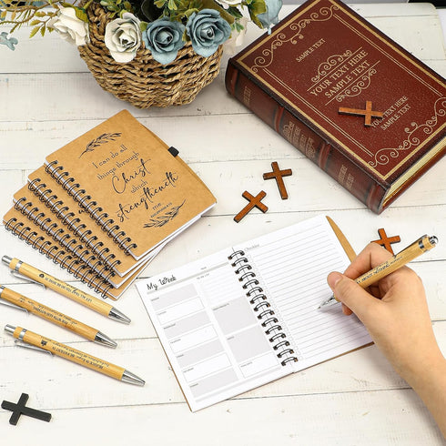 Spakon 20 Sets Christian Gifts for Women, Prayer Journals, Notepad, Christmas Spiral Daily Planner, Religious Party