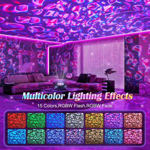 Projector,15 360 One Fire Ocean Light White Noises & Bluetooth Ambient Lighting, Full Coverage Ceiling Projector Ocean