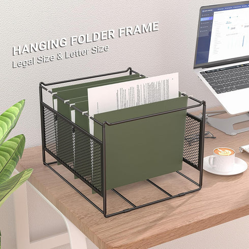 Hanging File Folder Frame for Legal/Letter Size, Desk Organizer, File Folder Holder Rack, 1 Pack (15.2" L x 12.4" W x