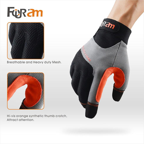 Work Gloves for Men & Women - Utility Mechanic High Dexterity Touch Screen Gloves with Excellent Grip