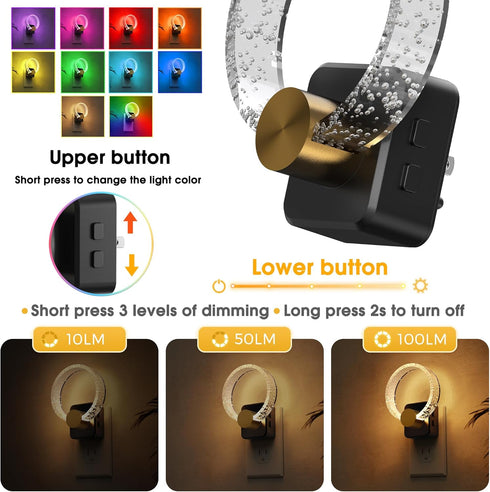 180 L LOHAS LED Night Lights Plug into Wall, Changing RGB Night Light with Dusk to Dawn Sensor, Rotatable Bubble