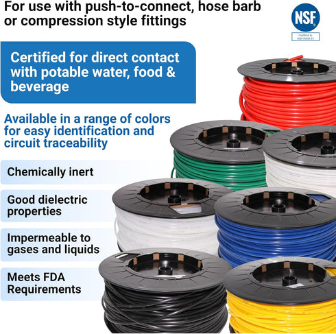 Neo-Pure 1/4" OD LLDPE Polyethylene Tubing (.170 ID) Pneumatic Hose Pipe for Air Line or Fluid (50FT, Orange)
