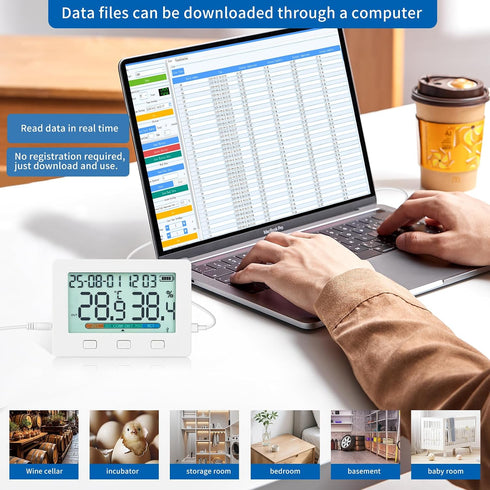 WEIRUSE 260000 Sets 5 Indoor Temperature and Humidity, Two sensors Inside and Outside USB Export of Data Storage, high