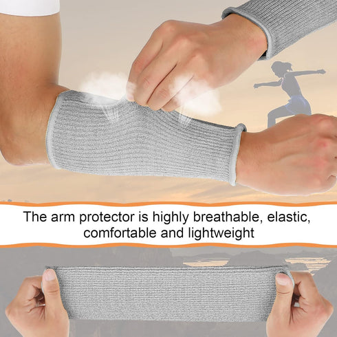 Neer 4 Pair Arm Sleeves for Thin Skin, Anti-Cut Burn Resistant Forearm Sleeve for Cooking, Construction (Gray, 7.9 Inch)