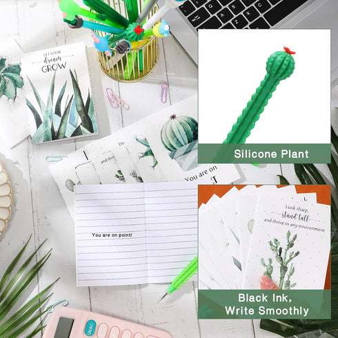96 Set Colarr Cactus Themed Gifts Bulk with Cute Cartoon Cactus Pens Inspirational Pocket Notepads Motivational