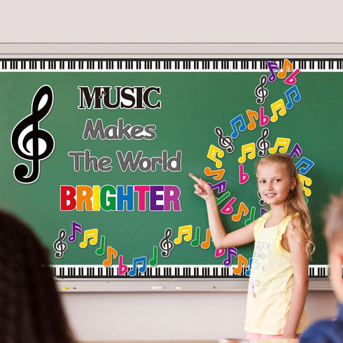 BeYumi Music Notes Border Decor - 108Pcs Back to School Music Notes Bulletin Board Set for Classroom
