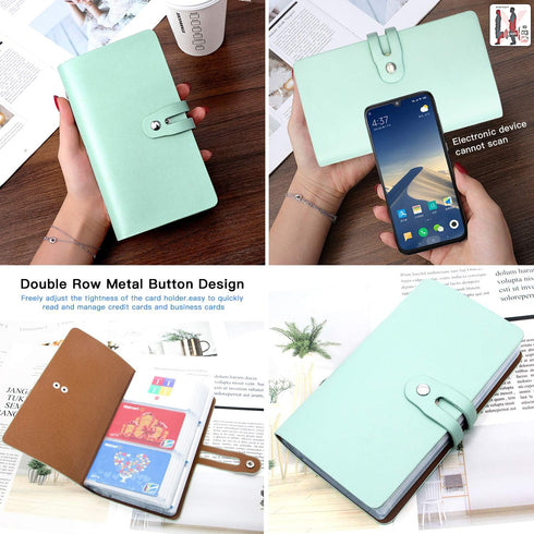 Padike RFID Credit Card Holder, Business Card Organizer with 96 Card Slots, Light Green Credit Card Protector