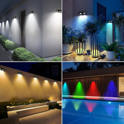 8 Pack 9 11 100lm IP65 Brizled Solar Fence Lights Outdoor, Colors & Modes - Warm White/Cool White/RGB Color Changing