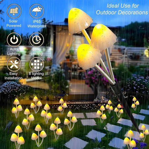 Evicyego 6Pack 18 8 Solar Mushroom Lights for Outside, LED Mushrooms with Lighting Modes, Unique Mushroom Garden Decor