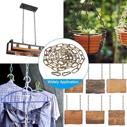 6 2 Set PATIKIL Feet Gold Bronze Finish Lighting Hanging Chain, Metal Looping Chain for Hanging Plant Pendant