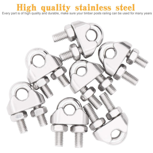 16pcs Wire Rope Cable Clip/Clamp, 16pcs Thimble, 16pcs Aluminum Crimping Loop for 3/16 Inch Wire Rope