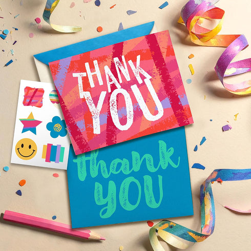 Jotique 48 Sets 4" 5.5" Thank You Cards with Envelopes and Stickers, Blank Inside Bright Design, x Bulk Appreciation
