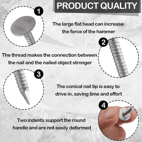 500 Pcs Aluminum Siding Nails, Roofing and Panel Nails for Fastening Wood Decking and Insulation Board