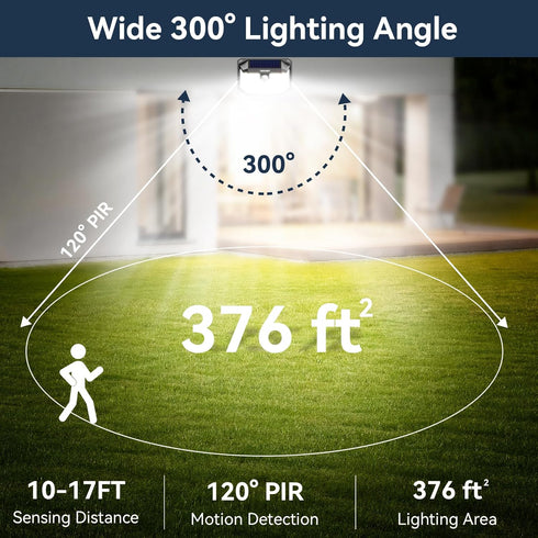 231 300 3 IP65 Garage(4 Pack) TECKNET LED Solar Motion Lights Outdoor, Angle & Lighting Modes, PIR Motion Sensor